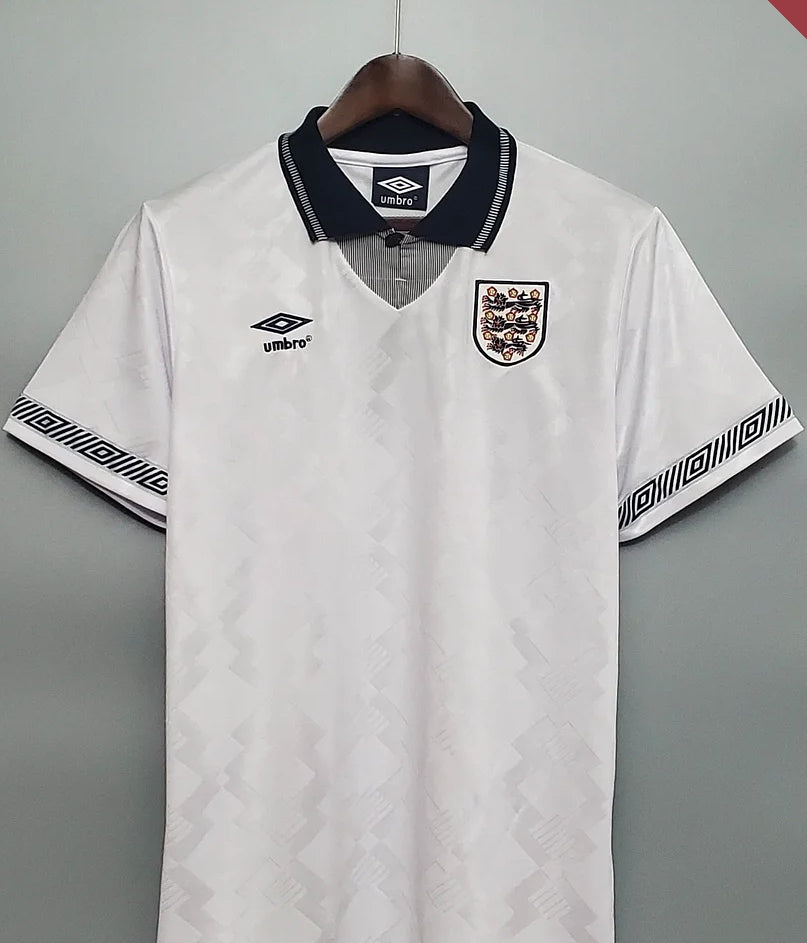 1990 Retro England Home Soccer Jersey