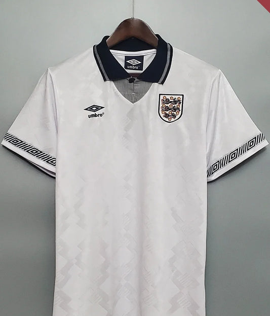 1990 Retro England Home Soccer Jersey